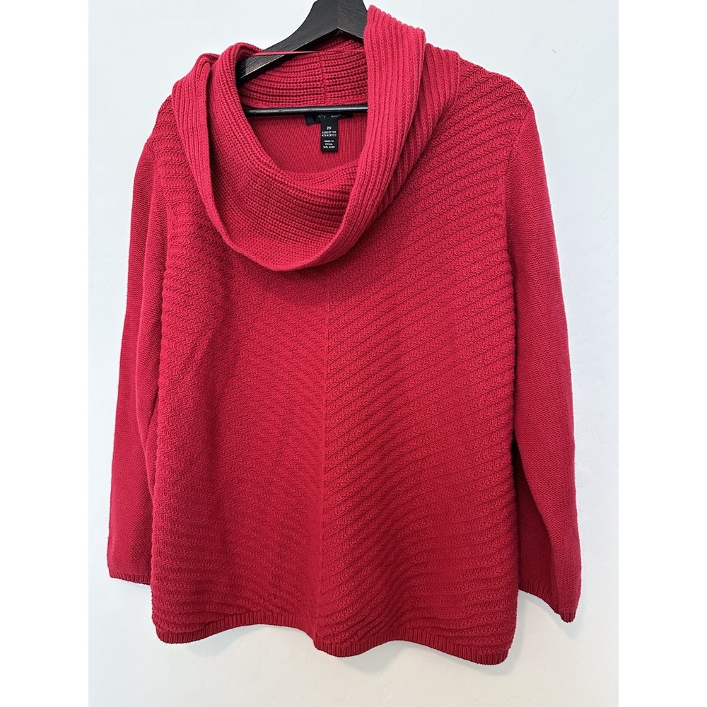 Style & Co. Bright Red Cowl-Neck Cable Knit Sweater